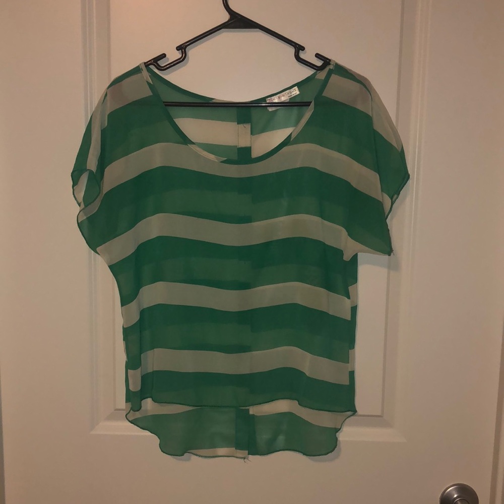 Sheer blouse buttons down the back